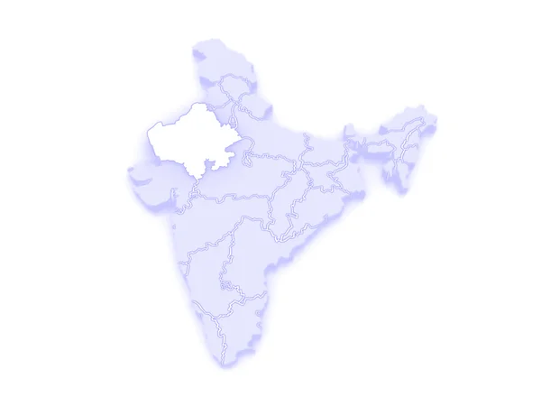 Kaart van rajasthan. India. — Stockfoto