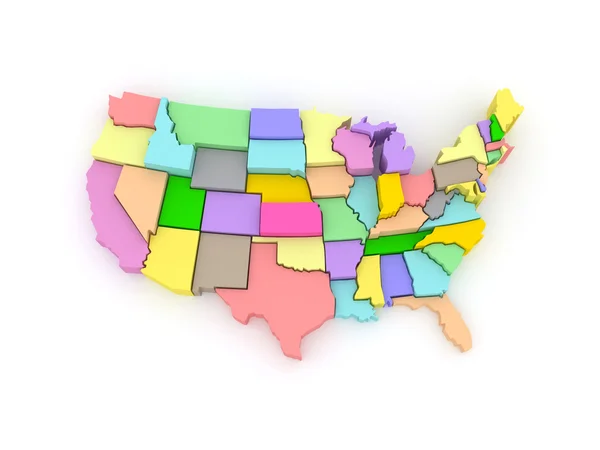 Three-dimensional map of USA. — Stock Photo, Image