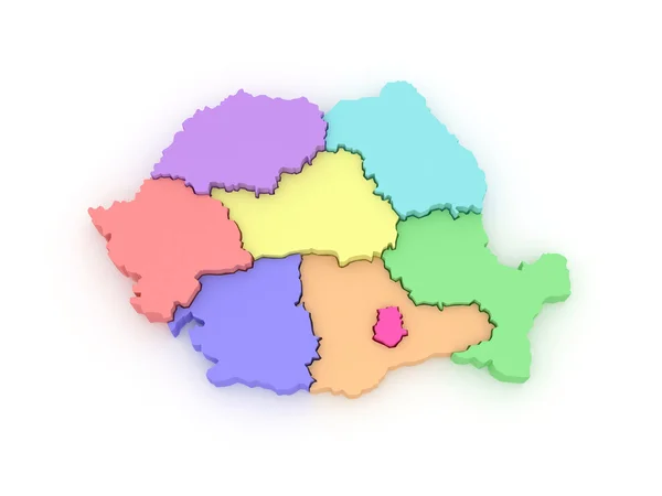 Three-dimensional map of Romania. — Stock Photo, Image