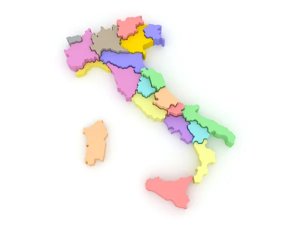 Driedimensionale kaart van Italië. — Stockfoto