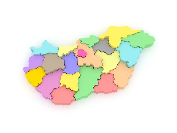 Three-dimensional map of Hungary. — Stock Photo, Image