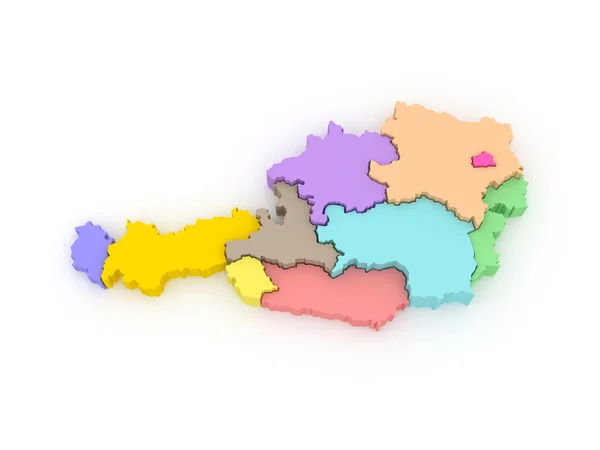 Three-dimensional map of Austria. — Stock Photo, Image