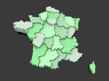 Fransa'nın üç boyutlu harita.