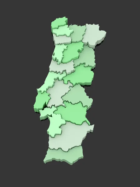 Three-dimensional map of Portugal. — Stock Photo, Image