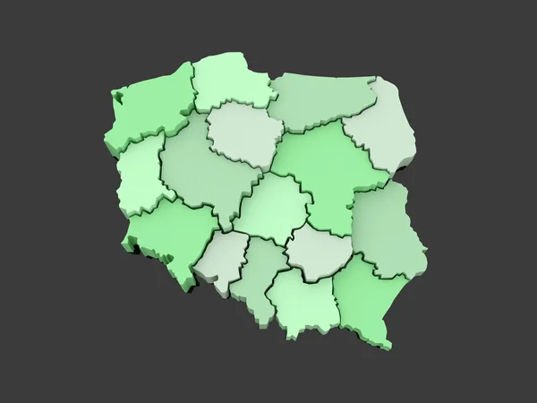 Tredimensionell karta över Polen. — Stockfoto