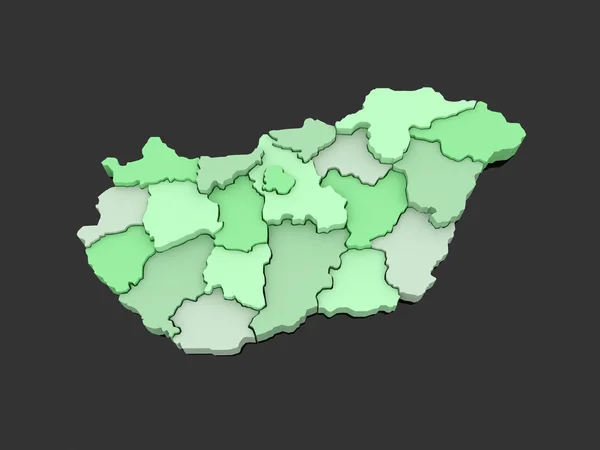 Dreidimensionale Karte von Ungarn. — Stockfoto