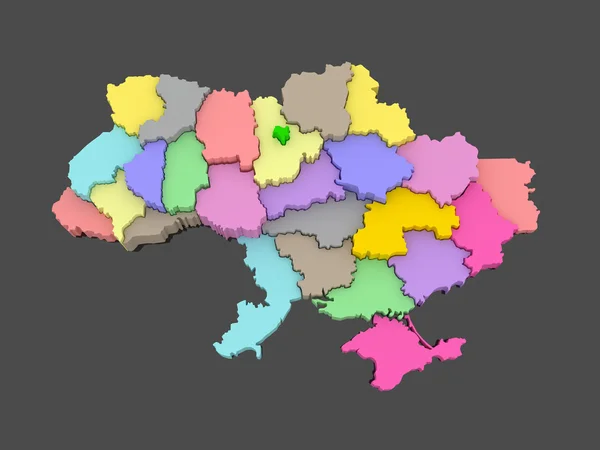 乌克兰的三维地图. — 图库照片