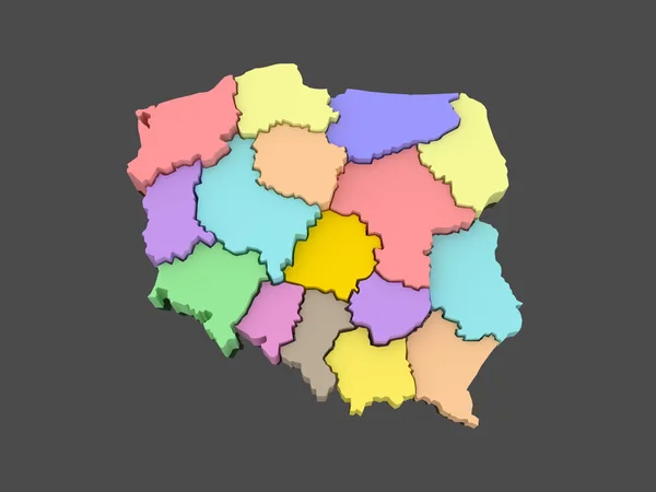 Three-dimensional map of Poland. — Stock Photo, Image