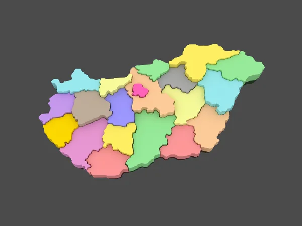 Mapa tridimensional de Hungría . — Foto de Stock