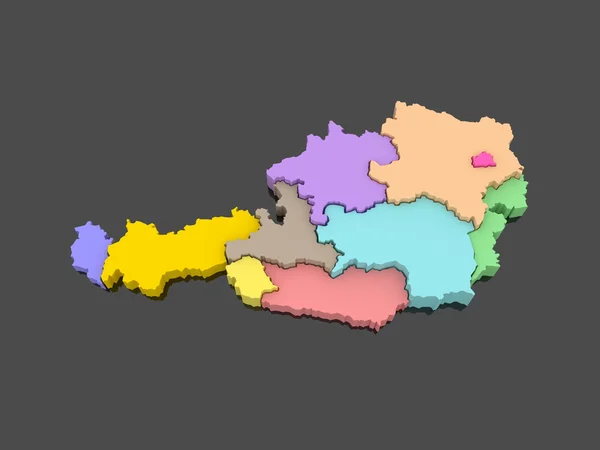 Trójwymiarowa mapa Austrii. — Zdjęcie stockowe