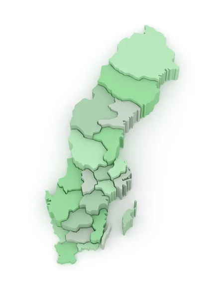 Three-dimensional map of Sweden. — Stock Photo, Image