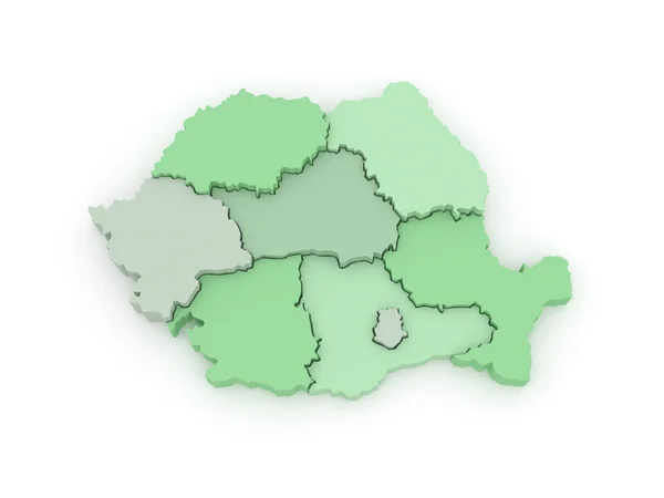 Three-dimensional map of Romania. — Stock Photo, Image