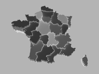 Fransa'nın üç boyutlu harita.