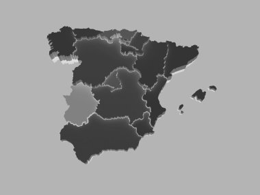 üç boyutlu İspanya Haritası.