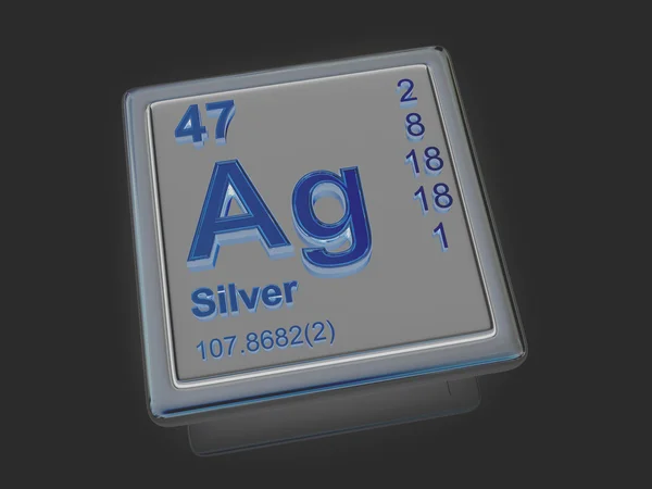 Silver. Chemical element. — Stock Photo, Image