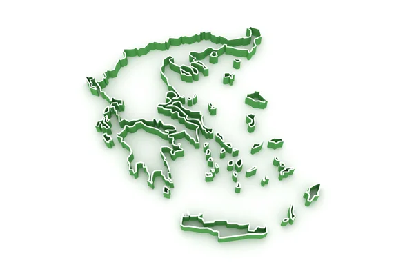 Driedimensionale kaart van Griekenland. — Stockfoto