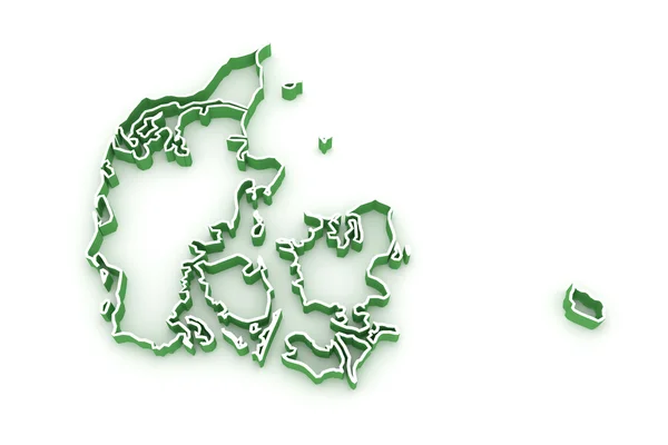 Trójwymiarowa mapa Danii. — Zdjęcie stockowe
