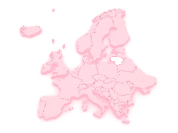 Map of Europe and Lithuania. — Stock Photo, Image