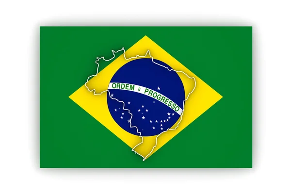 Tredimensionell karta över Brasilien. — Stockfoto