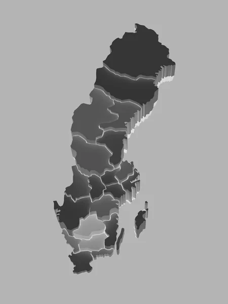 Three-dimensional map of Sweden. — Stock Photo, Image