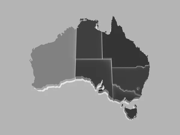 Tredimensionell karta över Australien. — Stockfoto