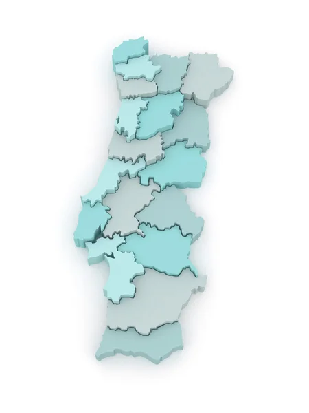 Trójwymiarowa mapa Portugalii. — Zdjęcie stockowe