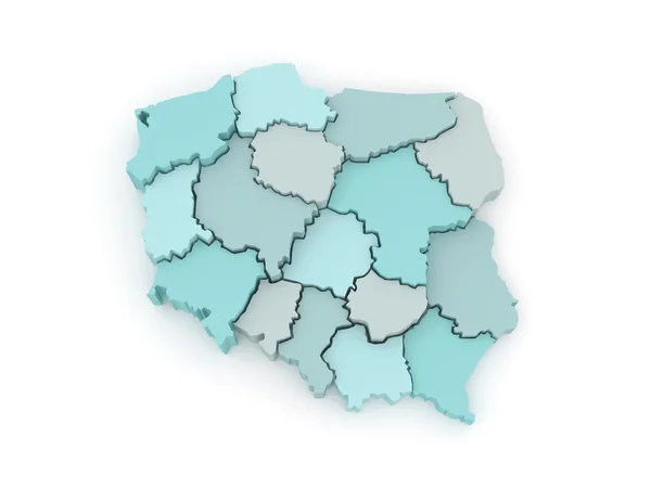 Trójwymiarowa mapa polski. — Zdjęcie stockowe