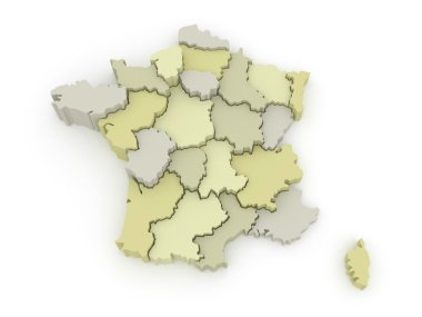 Fransa'nın üç boyutlu harita.