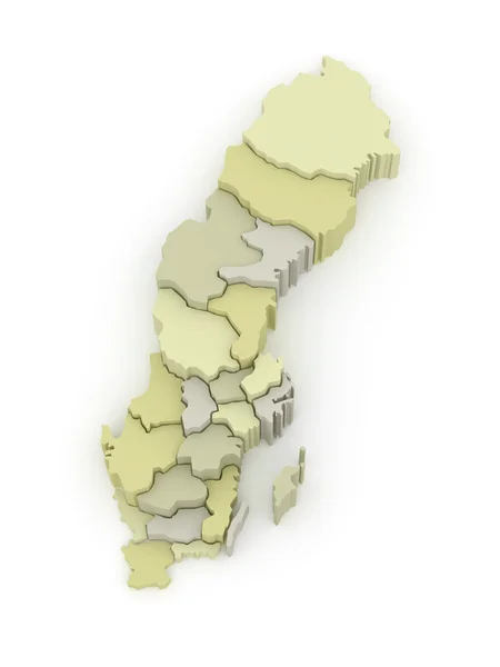 Тривимірну карту Швеції. — стокове фото