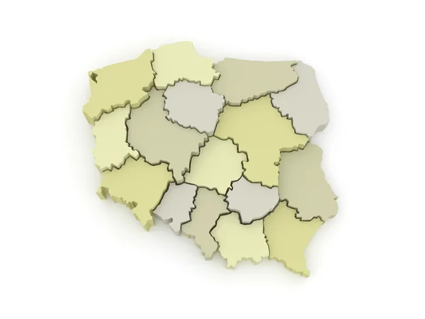 Trójwymiarowa mapa polski. — Zdjęcie stockowe