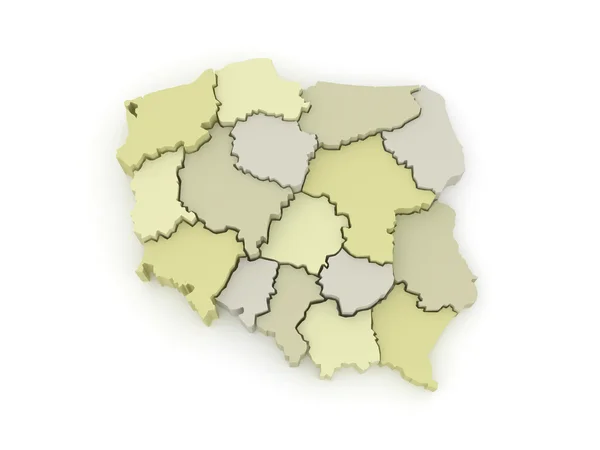 Three-dimensional map of Poland. — Stock Photo, Image