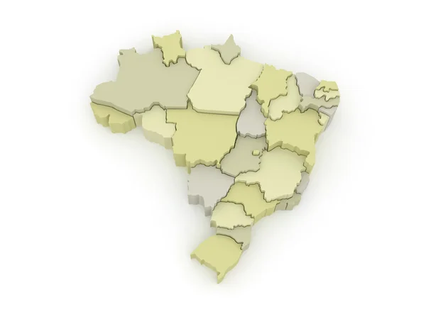 Driedimensionale kaart van Brazilië. — Stockfoto