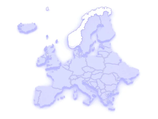 Mapa de Europa y Noruega . —  Fotos de Stock