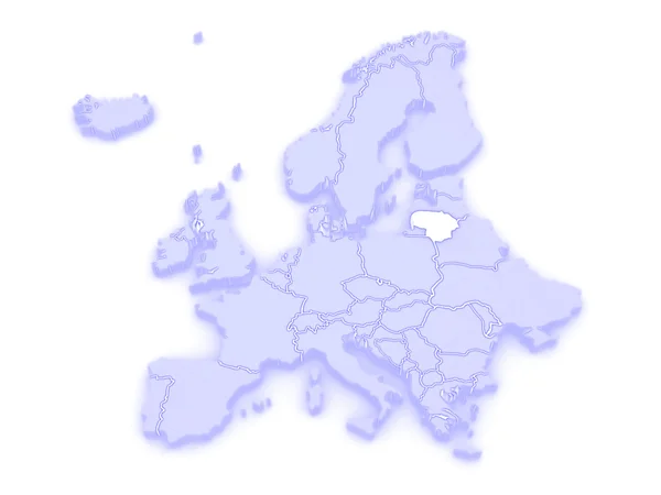 Mapa de Europa y Lituania . —  Fotos de Stock