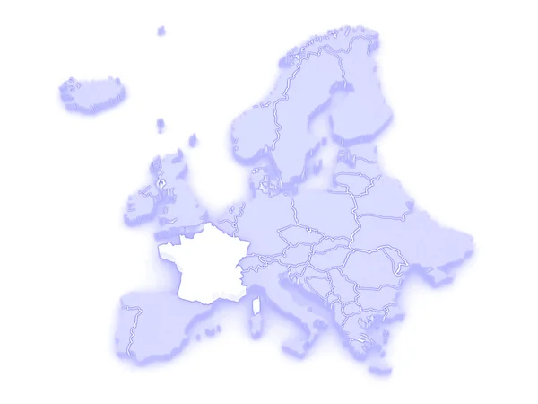 Mapa Europy i Francji. — Zdjęcie stockowe