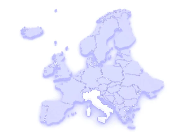 Mapa Evropy a Itálie. — Stock fotografie