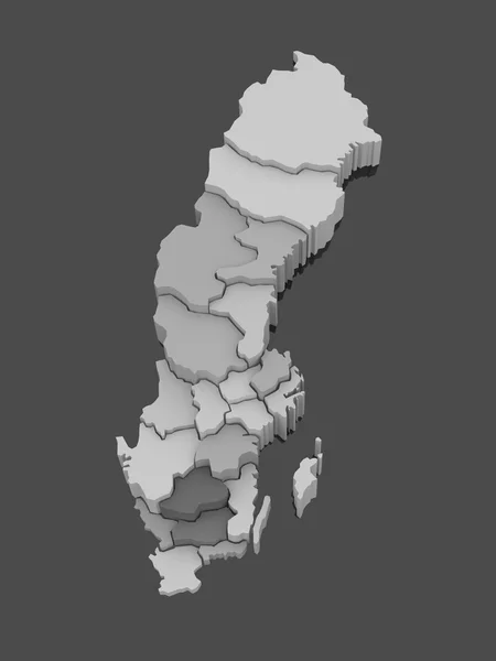 Three-dimensional map of Sweden. — Stock Photo, Image