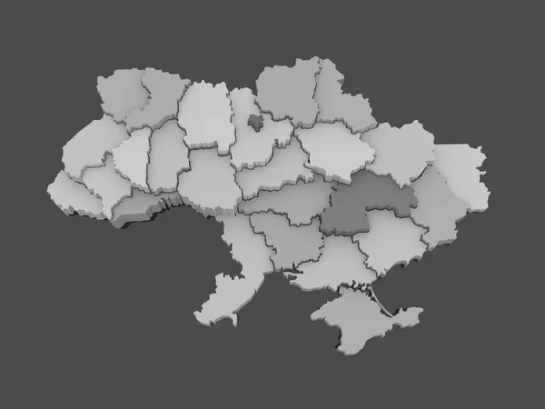 Three-dimensional map of Ukraine. — Stock Photo, Image