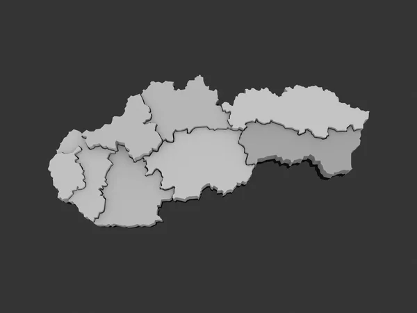 Three-dimensional map of Slovakia. — Stock Photo, Image
