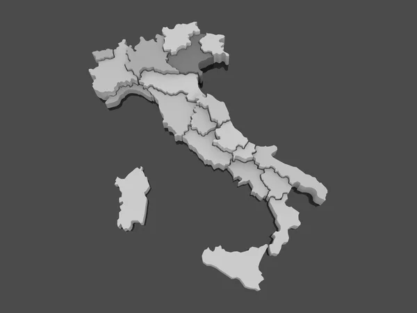 Three-dimensional map of Italy. — Stock Photo, Image