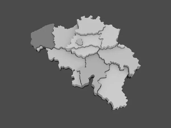 Three-dimensional map of Belgium. — Stock Photo, Image