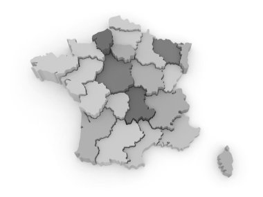 Fransa'nın üç boyutlu harita.