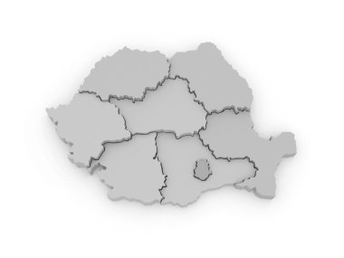 üç boyutlu harita Romanya.