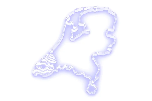 Trojrozměrná mapa Nizozemska. — Stock fotografie
