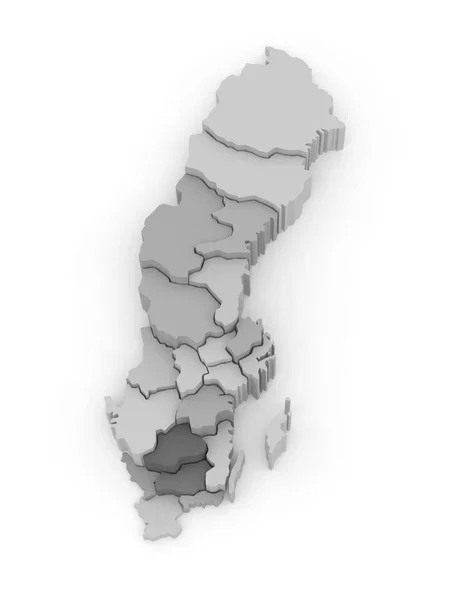 Three-dimensional map of Sweden. — Stock Photo, Image