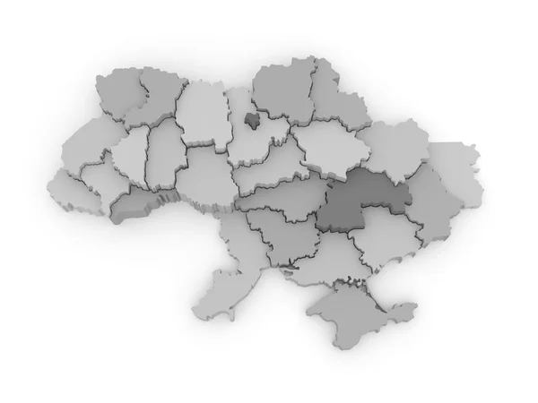 Tredimensionell karta över Ukraina. — Stockfoto