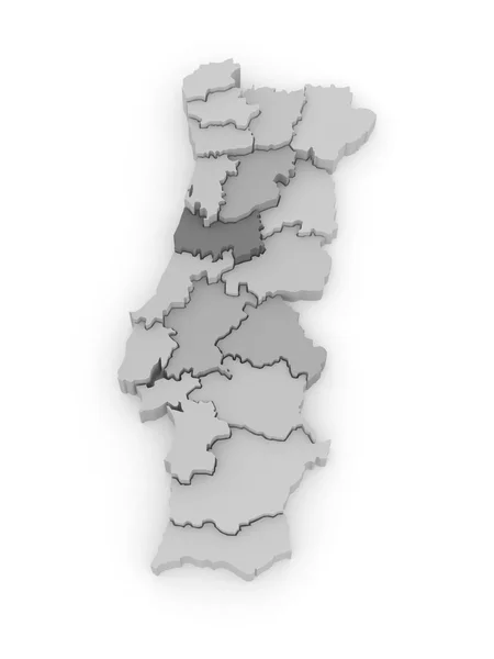 Trojrozměrná mapa Portugalska. — Stock fotografie