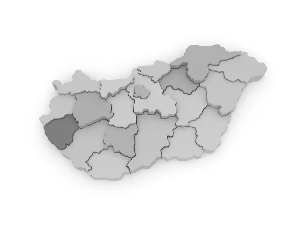 Three-dimensional map of Hungary. — Stock Photo, Image