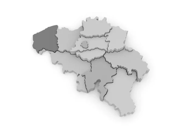 Three-dimensional map of Belgium. — Stock Photo, Image