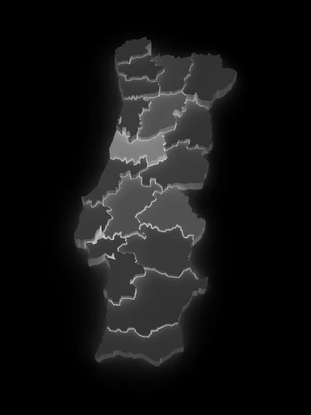 Üç boyutlu harita Portekiz. — Stok fotoğraf